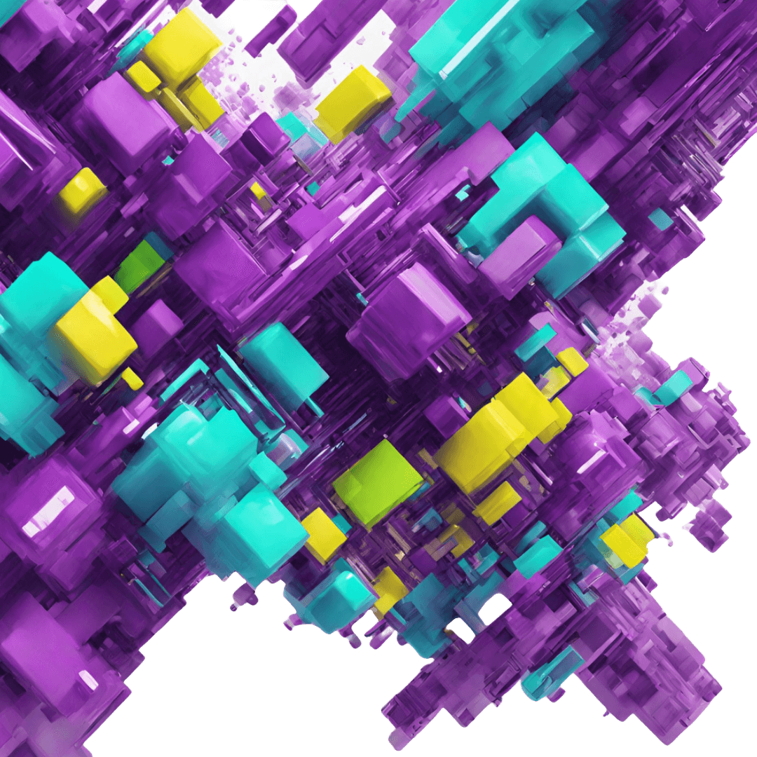 Futuristic background of purple, yellow and cyan colored blocks